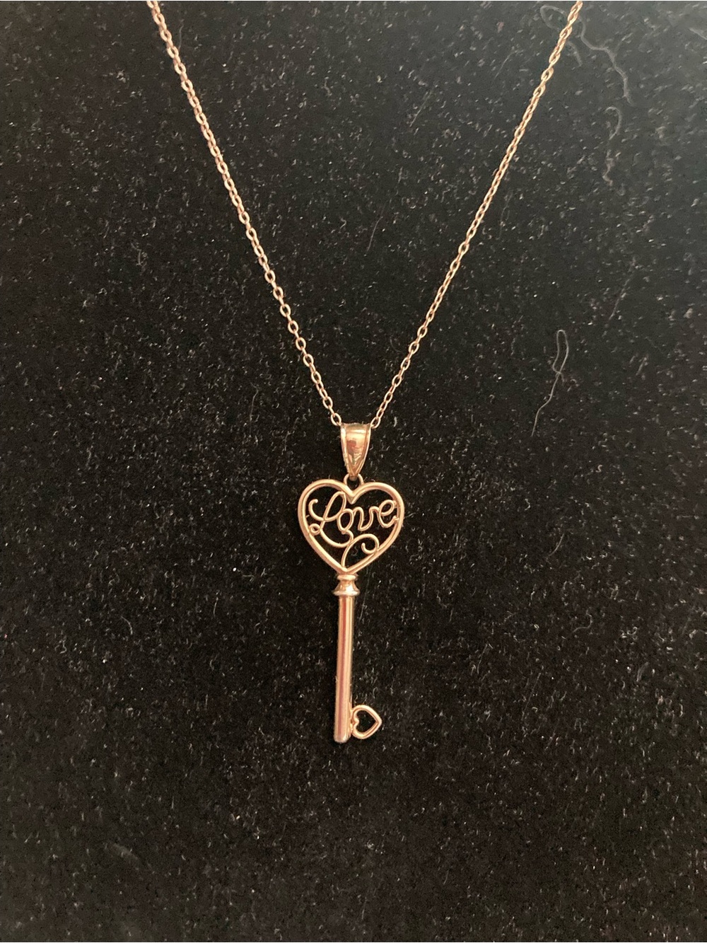 Gold plated Sterling Silver Love key pendant and chain